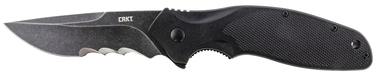CRKT Shenanigan Assisted Opening Folding Knife 3.35" Veff Serrated Stonewashed 4116 SS Blade Black GRN Handle Pocket Clip