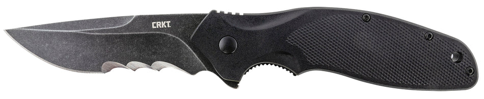 CRKT Shenanigan Assisted Opening Folding Knife 3.35" Veff Serrated Stonewashed 4116 SS Blade Black GRN Handle Pocket Clip