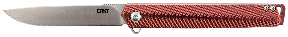 CRKT Stylus Gentleman's Folding Knife 3.18" Satin 12C27 Sandvik Steel Drop Point Blade Maroon Aluminum Handle Clip