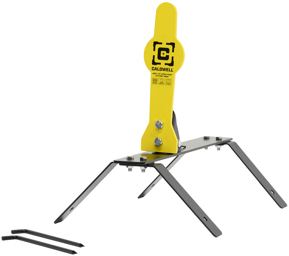 Caldwell Auto Reset Rifle Pepper Popper Yellow AR500 Steel Target with Stakes 33% Scale