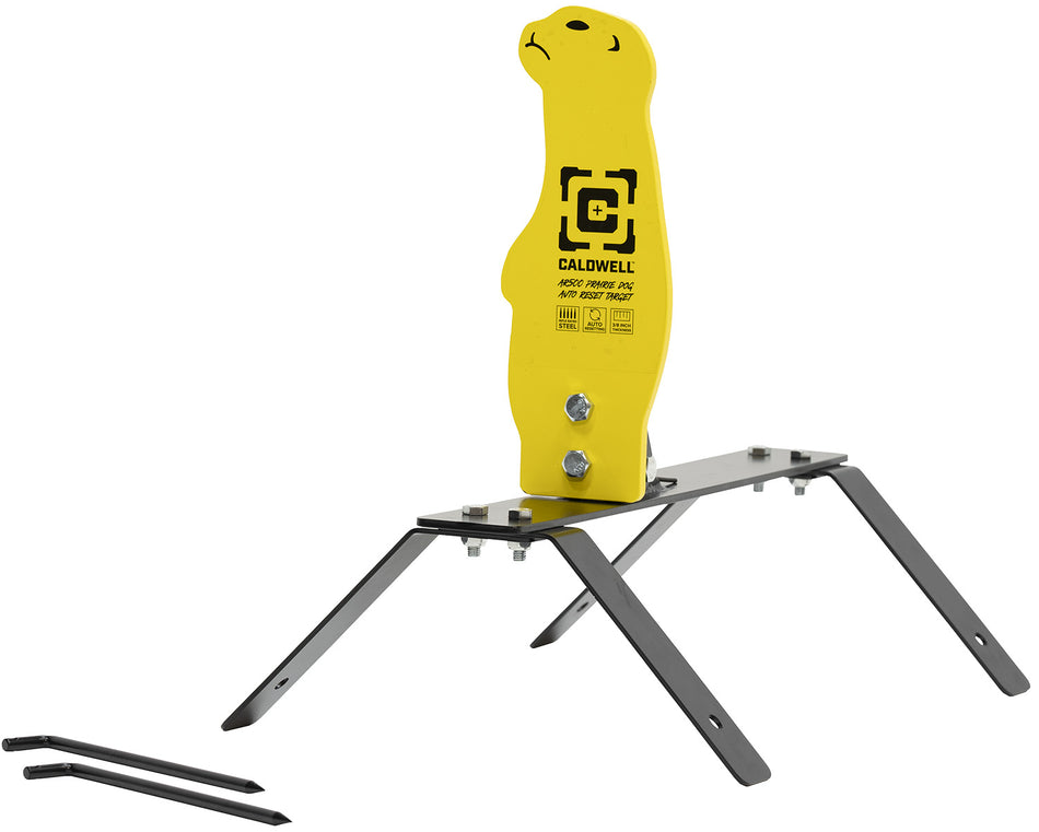 Caldwell AR500 Auto Reset Prairie Dog Rifle Target Yellow Steel Includes Ground Stakes