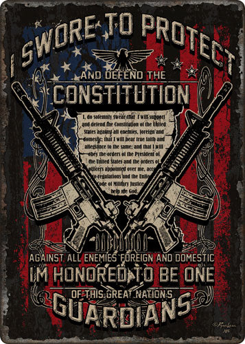 Rivers Edge 12x17 Embossed Metal Sign Guardians of Constitution