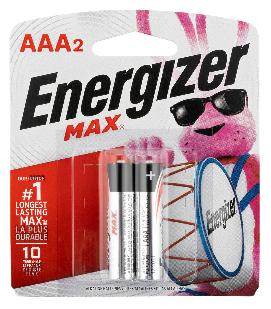 Energizer MAX AAA Batteries E92BP2 1.5V Alkaline 2-Count