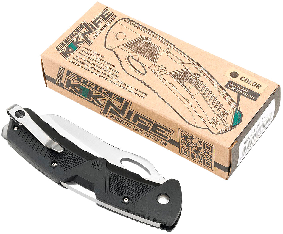 Strike Industries K1 Folding Knife K1BK 3.51" Drop Point AUS-8A Stainless Blade Black Textured Polymer Handle