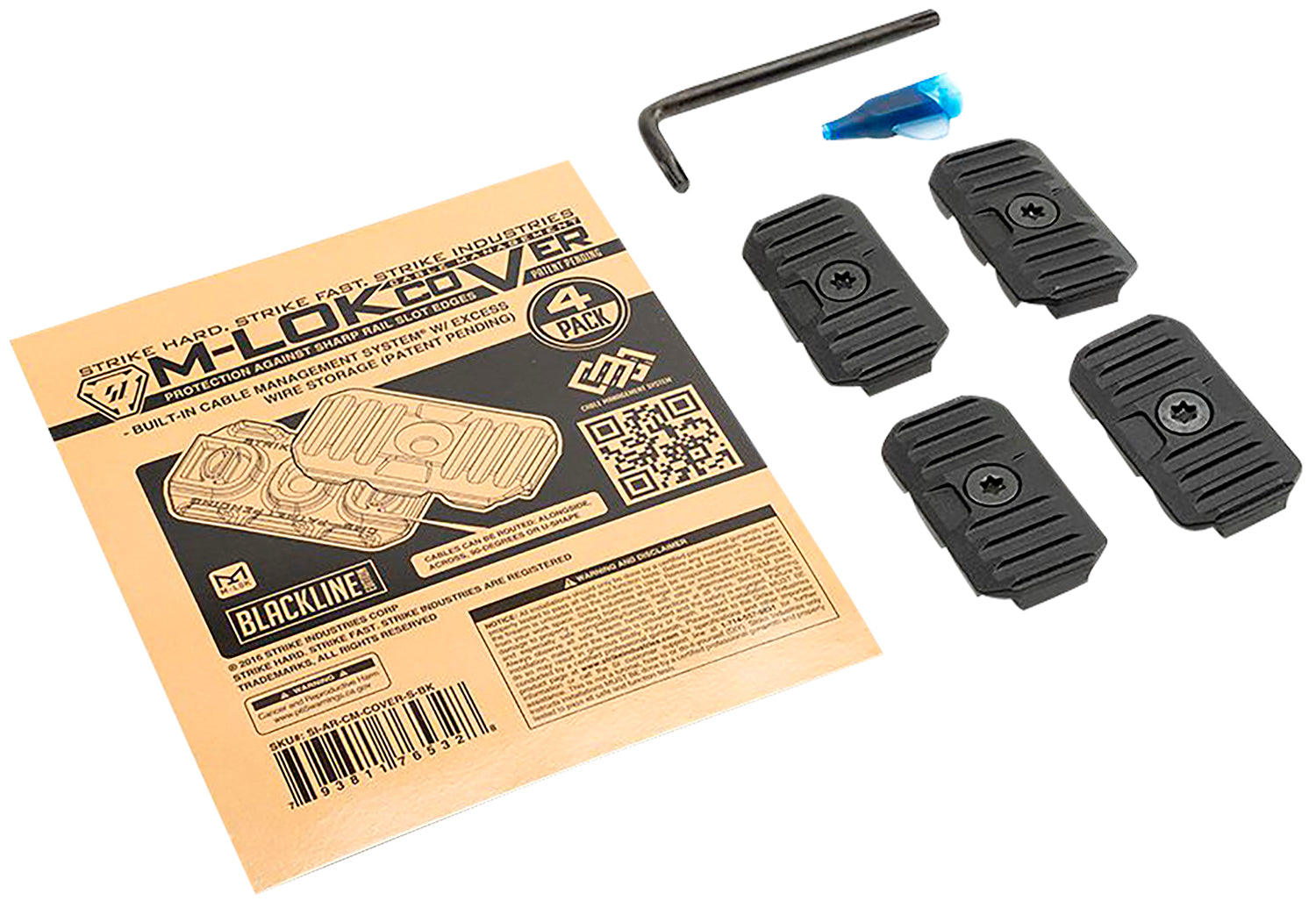 Strike Industries AR-CM-COVER-S-BK M-Lok Short Cable Management Cover Black 1.57 Inch