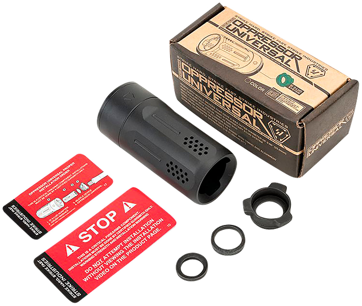 Strike Industries BSOPPRESSORUBK Universal Blast Shield Multi-Caliber 3-Lug QD Black Anodized