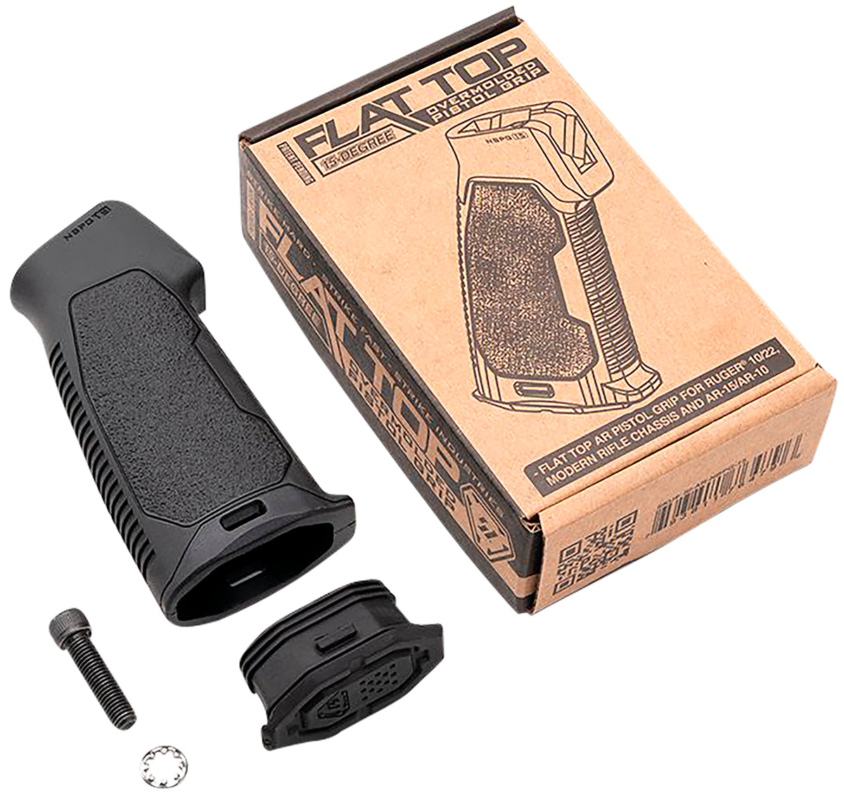 Strike Industries ARNBPG15 AR Flat Top Pistol Grip 15 Degree Rubber Overmolded Black