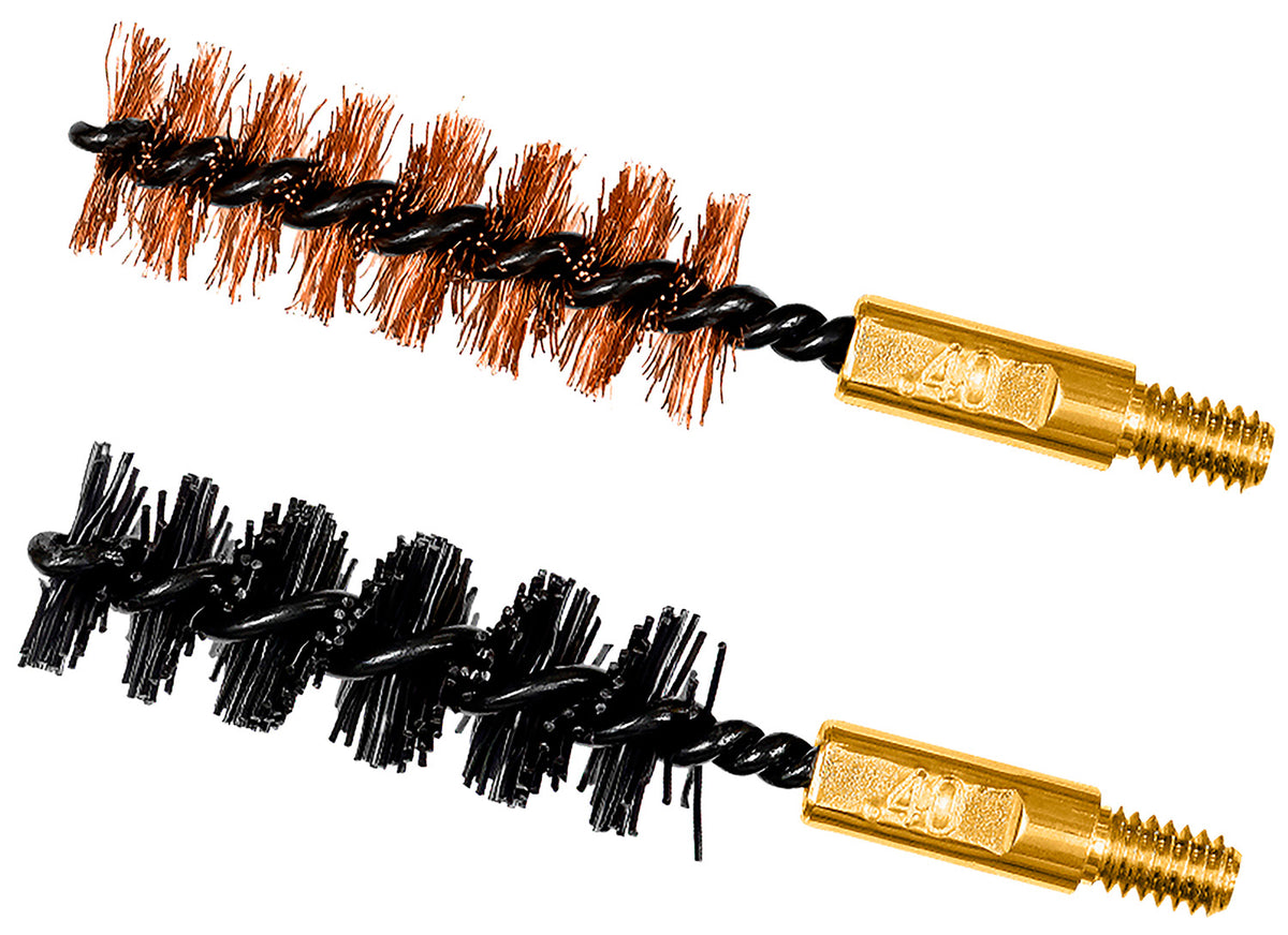 Otis FG341NB Caliber-Specific Bore Brush Set 40 Cal/10mm 8-32" Thread Bronze and Nylon 2 Per Package