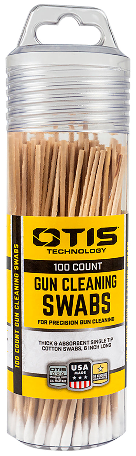 Otis FG241100 Cotton Gun Cleaning Swabs 6" Wooden Handle 100 Per Pack Reusable Storage Tube