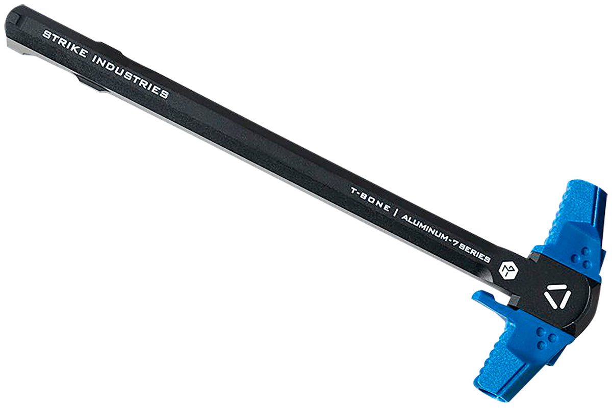 Strike Industries AR-TBCH-223-BK-BLU Blue T-Bone Latchless Charging Handle .223/5.56 AR-15