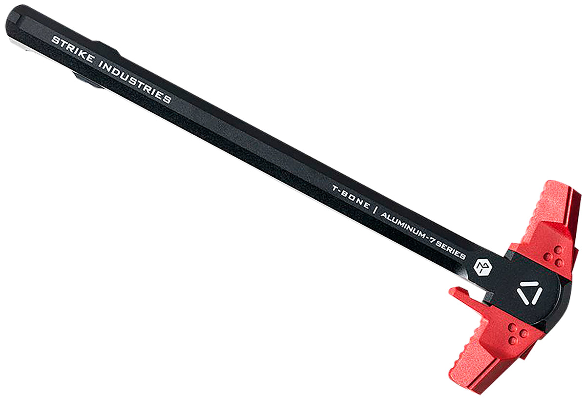 Strike Industries AR-TBCH-223-BK-RED Red T-Bone Latchless Charging Handle .223/5.56 AR-15