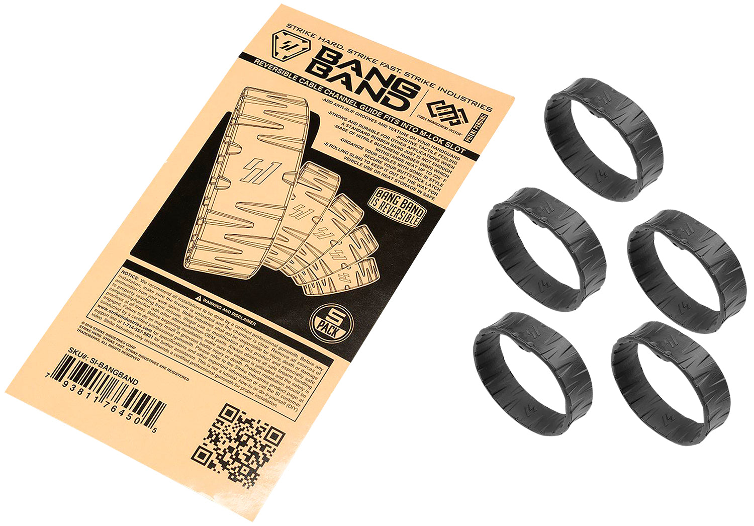 Strike Industries Black Rubber Bang Band Handguard Cable Organizer – 5 Pack