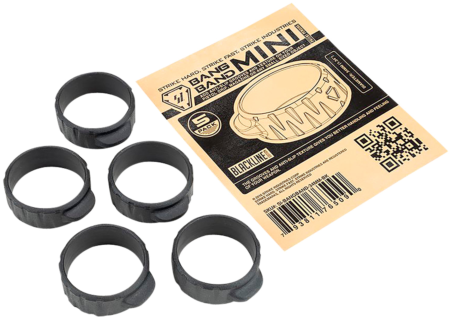 Strike Industries 34mm Black Rubber Bang Band Mini – 5 Pack