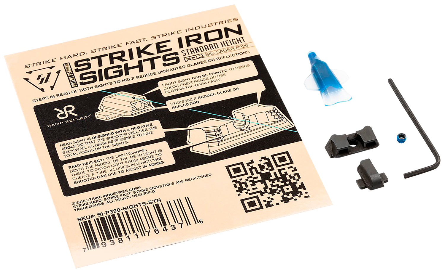Strike Industries Standard Height Iron Sights for Sig Sauer P320 Rear Dovetail