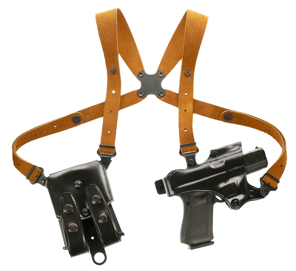 Galco JR212B Jackass Rig Black Leather Shoulder System Up To 56" Chest Compatible with 1911 Right Hand