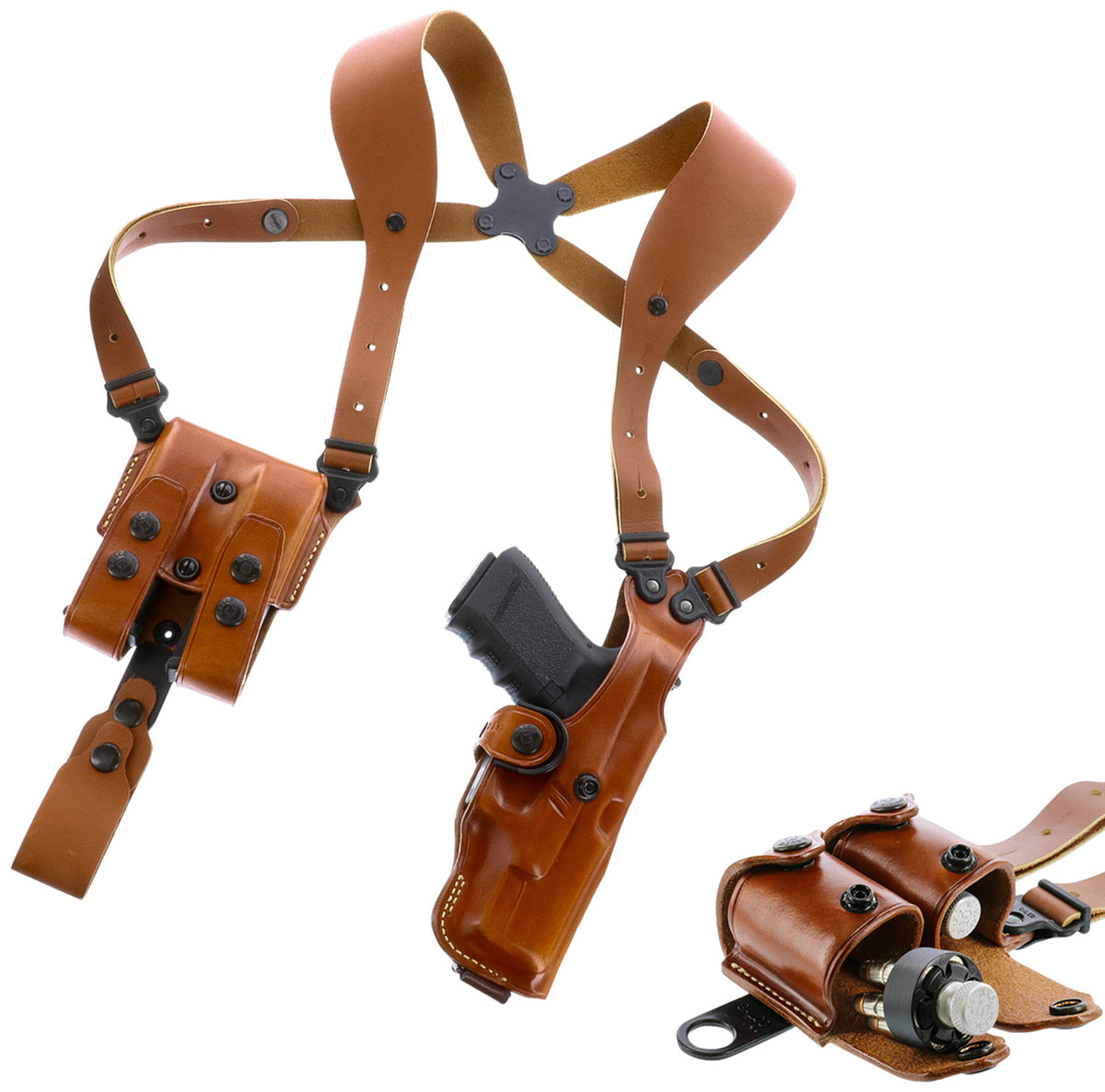 Galco VHS4212 VHS 4.0 Tan Leather Shoulder System Up To 56" Chest Compatible with 1911 5" Barrel Ambidextrous