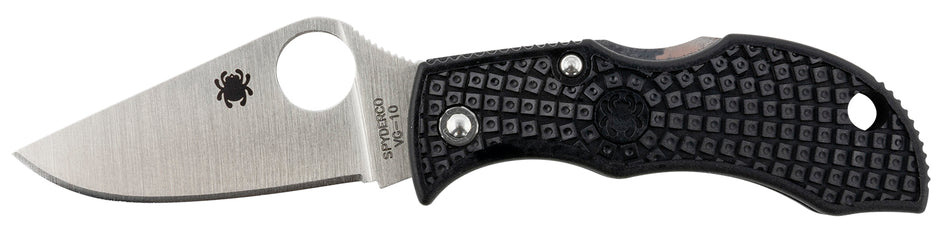 Spyderco MBKP Manbug 1.95" Plain Stonewashed VG-10 SS Blade Black FRN Handle Keychain Pocket Knife