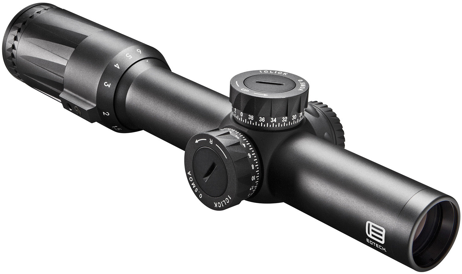 Eotech Vudu FFP 1-6x24mm Black Hardcoat Anodized 30mm Tube Green SR2-MOA Illuminated Reticle and Throw Lever