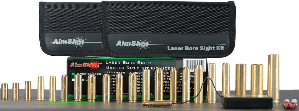 AimShot Green Laser Multi-Caliber Bore Sight Master Kit 532nM 16 Arbors