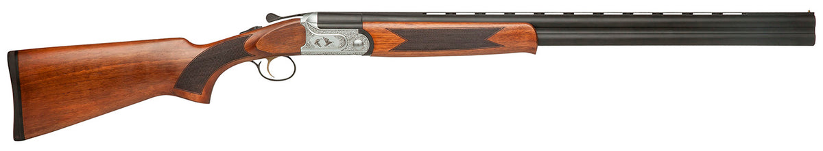 Dickinson Green Wing GW12W26P 12 Gauge 26" Vent Rib Shotgun, Satin Silver Finish, Wood Stock