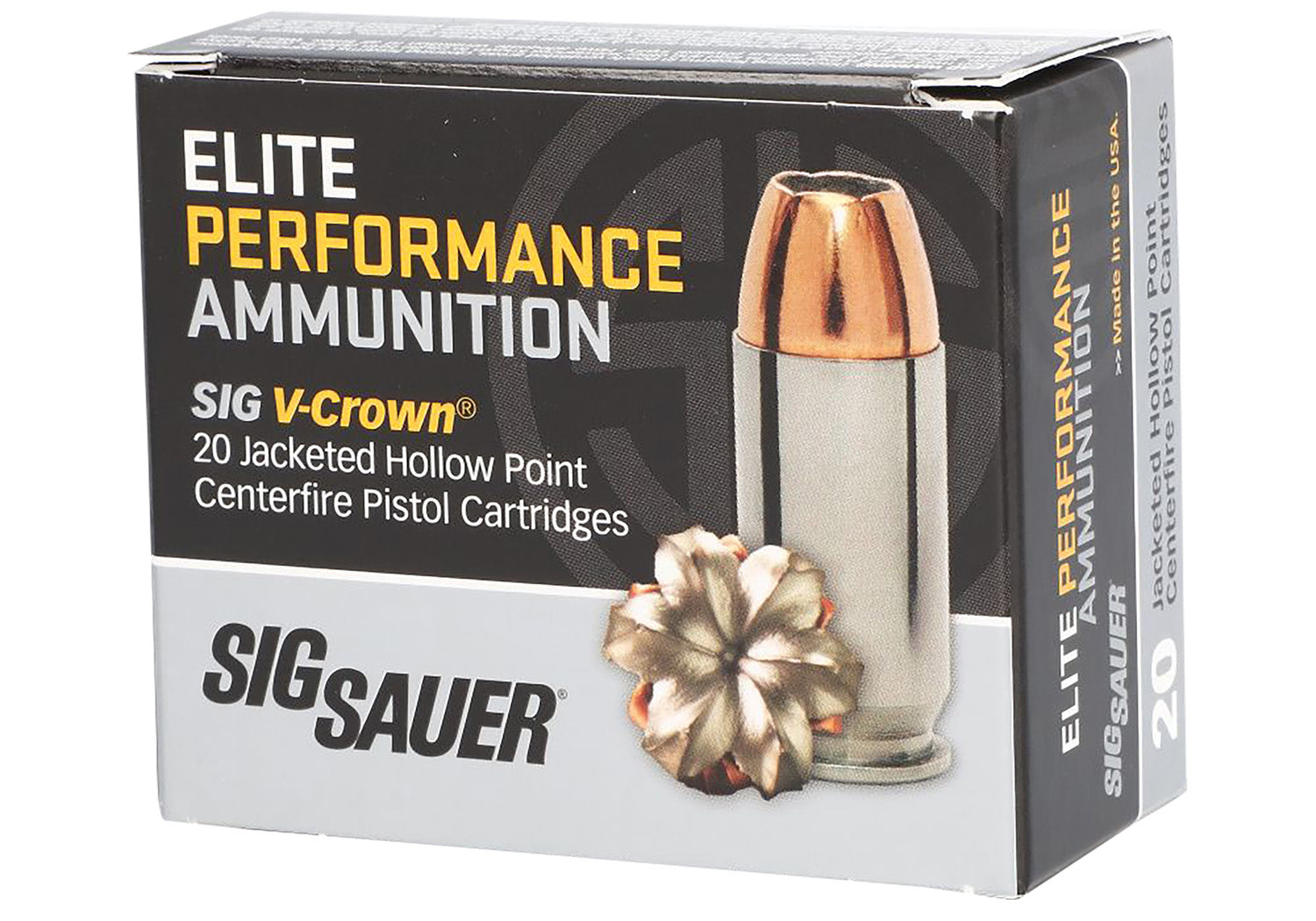 Sig Sauer 10mm Auto E10MM20020 Elite Performance V Crown Jacketed Hollow Point HP 200 Grain