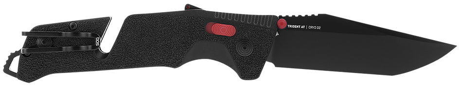 SOG Trident AT SOG11120441 3.70" Folding Tanto Cryo D2 Blade Black/Red Accents GRN Handle Glass Breaker