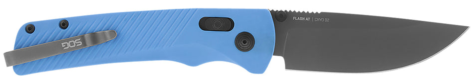 SOG Flash AT SOG11180341 3.45" Assisted Opening Plain Cryo D2 Blade Cyan GRN Handle AT-XR Lock