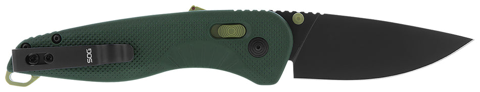 SOG Aegis AT SOG11410441 3.13" Assisted Opening Drop Point Cryo D2 Blade Forest Green GRN Handle