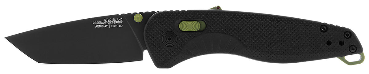SOG Aegis AT SOG11410941 3.13" Assisted Opening Drop Point Cryo D2 Blade Black w/Moss Accents