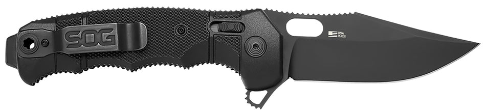 SOG Seal XR SOG12210257 3.90" USA-Made Folding Knife S35VN Steel Blade Black Cerakote GRN Handle Belt Clip
