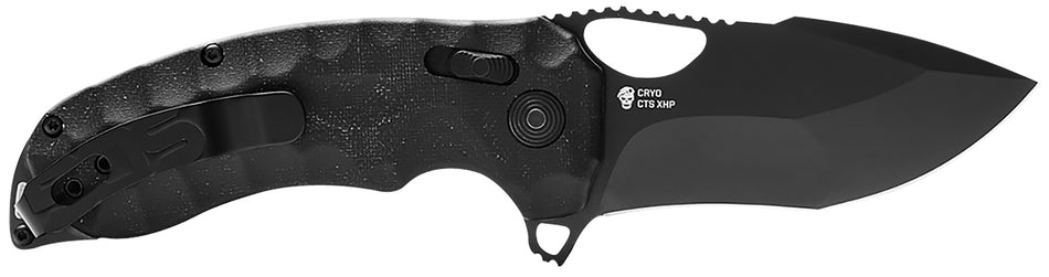 SOG Kiku XR 3.03" Folding Tanto Knife Plain Satin CTS XHP Steel Blade Black Linen Micarta Handle Belt Clip Included