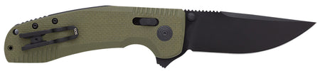 SOG SOG-TAC XR 3.39" Folding Clip Point Knife Plain Black TiNi D2 Steel Blade OD Green G10 Handle Pocket Clip Included