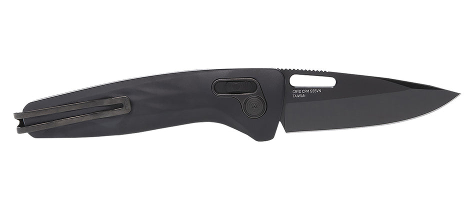 SOG One-Zero XR 3.10" Folding Plain Black Chrome CPM S35VN Steel Blade Black Sculpted Aluminum Handle Pocket Clip Included