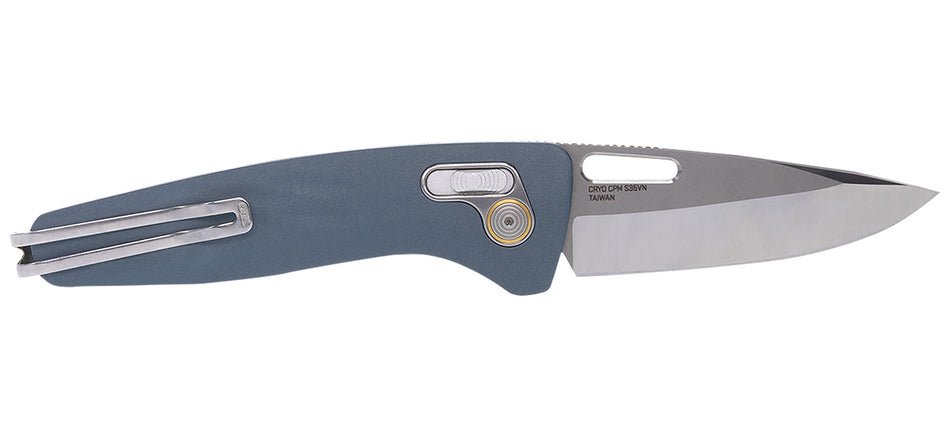 SOG One-Zero XR 3.10" Folding Plain Satin CPM S35VN Steel Blade Smoke Gray Sculpted Aluminum Handle