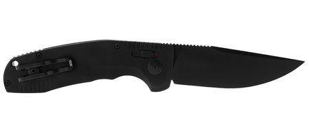 SOG SOG-TAC AU 3.43" Automatic Folding Knife Plain D2 Blade Black Anodized Aluminum Handle Includes Clip