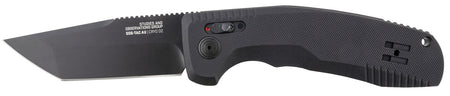 SOG SOG-TAC AU 3.43" Automatic Tanto Folder Plain D2 Blade Black Micro-Textured Anodized Aluminum Handle