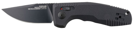 SOG SOG-TAC AU Compact 2.94" Automatic Folder Straight Back Plain D2 Blade Black Micro-Textured Anodized Aluminum Handle