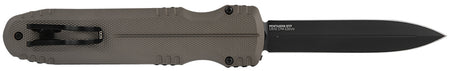 SOG Pentagon OTF Automatic 3.79" Spear Point Plain Black TiNi CPM S35VN Steel Blade FDE Aluminum Handle