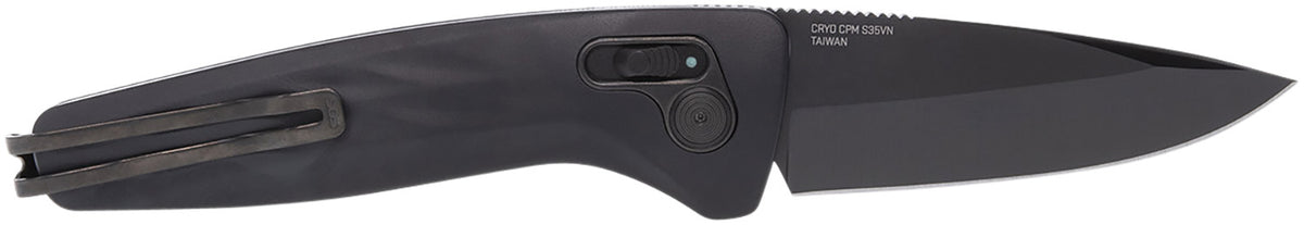 SOG One-Zero AU 3.10" Automatic Folder Plain Black Chrome Cryo CPM S35VN Steel Blade Sculpted Black Aluminum Handle