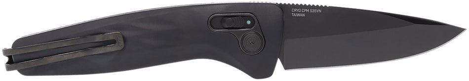 SOG One-Zero AU 3.10" Automatic Folder Plain Black Chrome Cryo CPM S35VN Steel Blade Sculpted Black Aluminum Handle