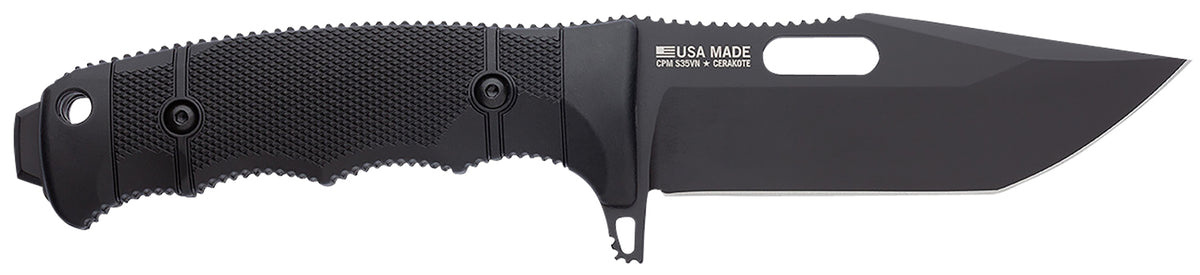 SOG Seal FX 4.30" Fixed Tanto Plain Black Cerakote CPM S35VN Blade Black GRN Handle Includes Kydex Sheath