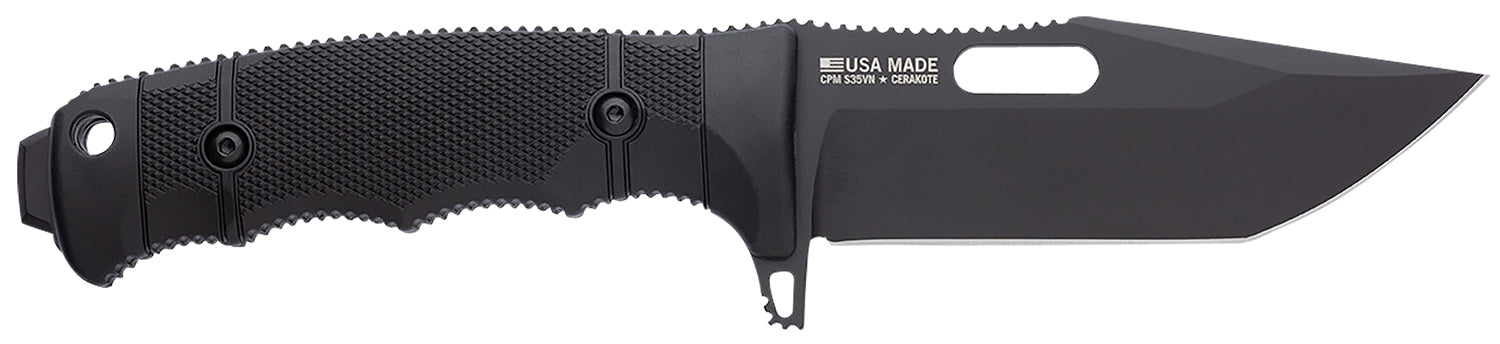 SOG Seal FX 4.30" Fixed Tanto Plain Black Cerakote CPM S35VN Blade Black GRN Handle Includes Kydex Sheath