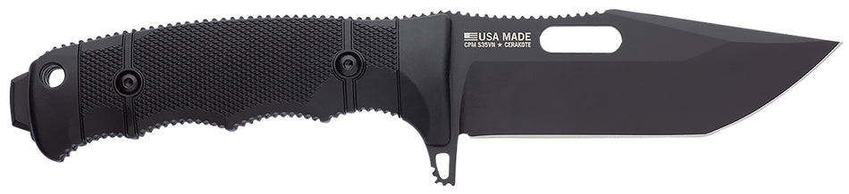 SOG Seal FX 4.30" Fixed Tanto Plain Black Cerakote CPM S35VN Blade Black GRN Handle Includes Kydex Sheath