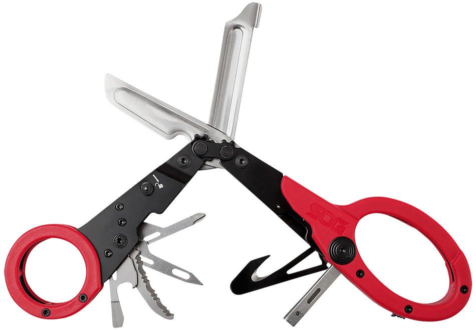 SOG ParaShears Red Multi-Tool 11 Components 3Cr13MoV SS Blade for Medical Applications