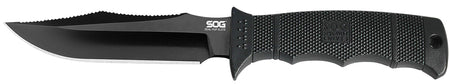 SOG Seal Pup Elite Fixed Knife 4.85" Clip Point Plain Black Hardcased TiCN AUS-8A SS Blade Black Grip Lines GRN Handle Lanyard and MOLLE Sheath Included