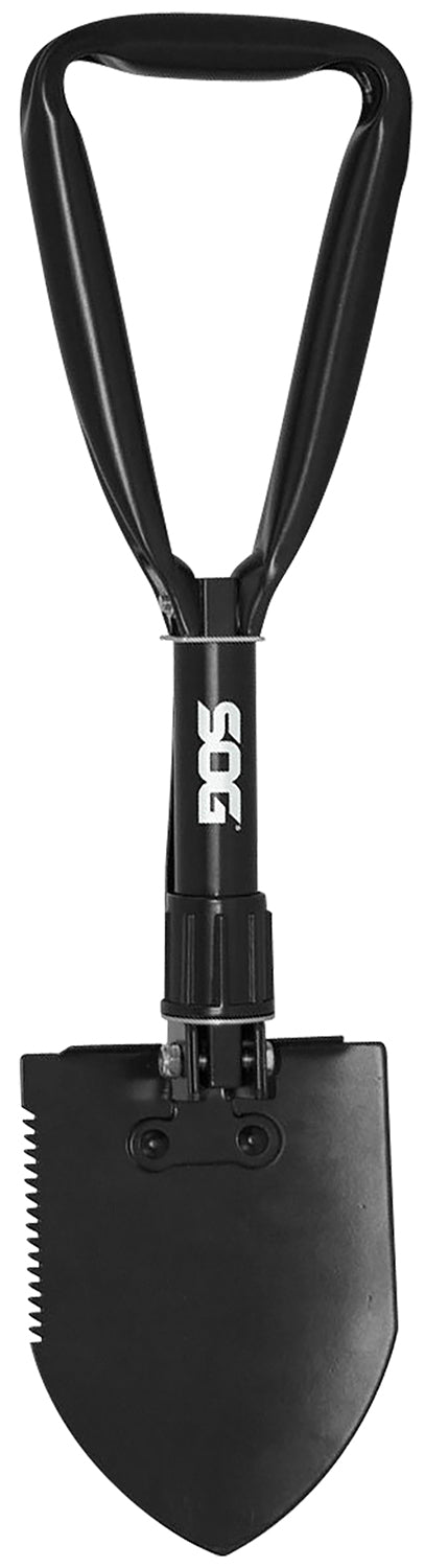 SOG Folding Entrenching Tool Shovel Plain/Serrated High Carbon Steel Black Powder Coat Handle 18.25" Long Sheath Included