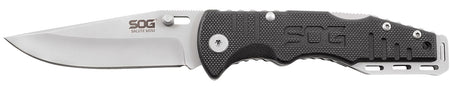 SOG Salute Mini 3.10" Folding Knife Clip Point Bead Blasted 8Cr13MoV Stainless Blade Black Machined G10 Handle Low-Carry Pocket Clip