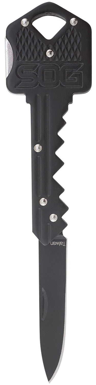 SOG Key 1.50" Folding Knife Drop Point Plain Black Hardcased 5Cr13MoV Stainless Blade Black Stainless Steel Handle Lockback