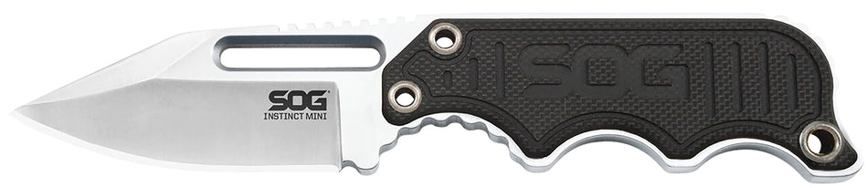 SOG SOG-NB1002-C Instinct Mini Fixed Blade 1.90" Plain Clip Point 5Cr15MoV Stainless Steel Black/Silver G10 Handle Includes Sheath