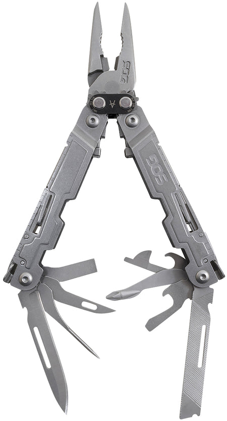 SOG SOG-PA1001-C PowerAccess Multi-Tool Silver Stainless Steel 5.90" Gear-Driven Compound Leverage 18 Tools